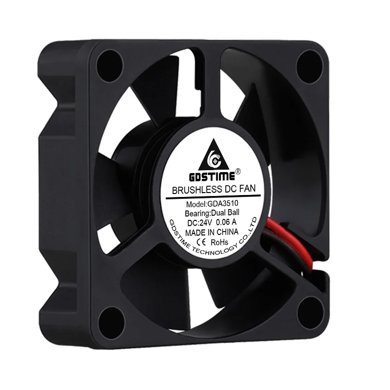 1Pcs Gdstime DC 24V Fan 35mm 35x35x10mm Dual Ball Mini Brushless Axial Cooler Fan 3510B 3cm Computer 3D Printer Cooling Fan