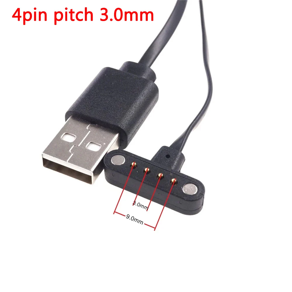 1 Piece 4 Pin Magnetic Charging Cable USB Charge Power Data transfer 3.0mm Space Grid Pogo Pin 4 Pins T Shape DM98 Smart Watch