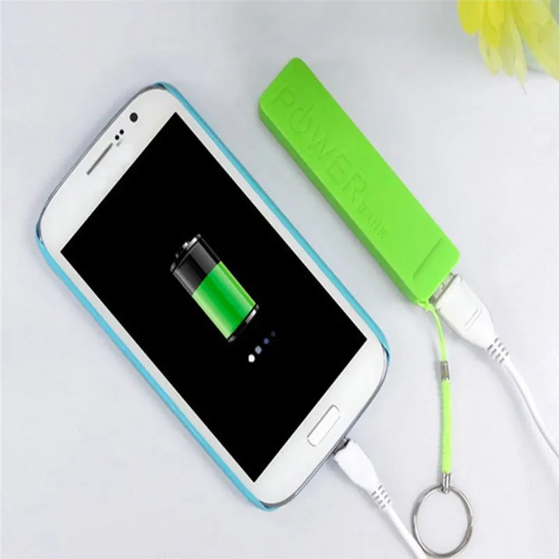 Portable 2600mAh USB External Power Bank Case Pack Box 18650 Battery Charger No Battery Powerbank With Key Chain