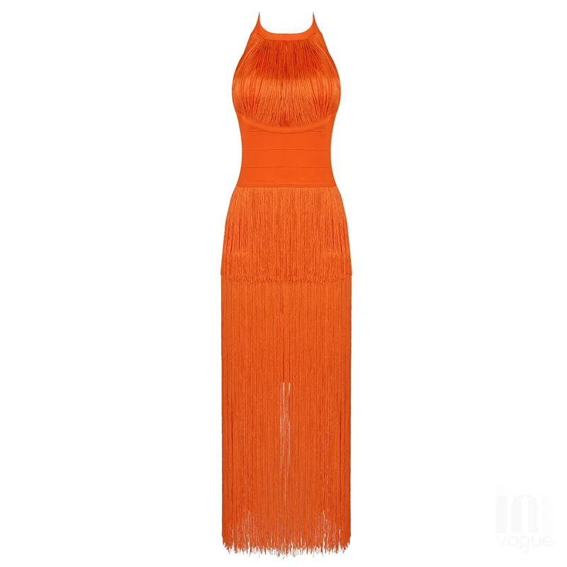 2024 New Bodycon Long Bandage Dress Tassel Bodycon Women Party Club Celebrity Evening Summer Autumn Dresses