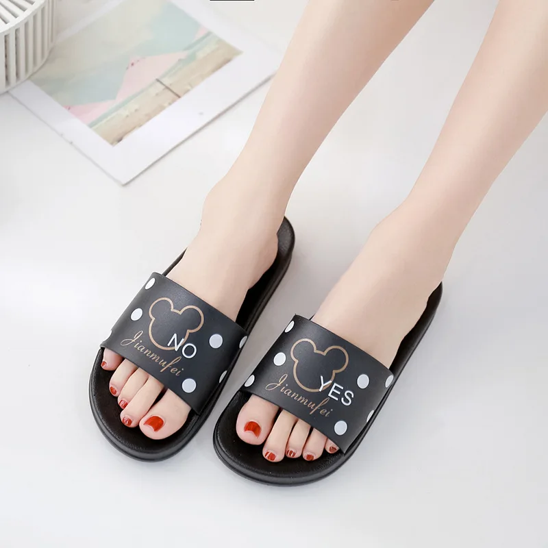 2024 New Home Slippers Ladies Cartoon Mouse Korean Style Non-slip Indoor Thick Bottom Bathroom Cute Ladies Slippers Home