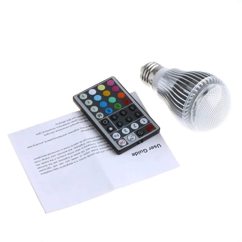 Colorful LED RGB 9W E27 Light Bulb Drop shipping