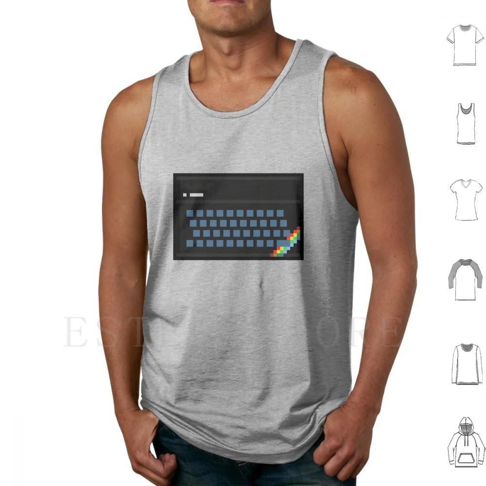 Zx Spectrum 16 / 48k Tank Tops Vest Sleeveless Zx Spectrum Pixel Binman Game 8 Bit Retro Gamer Computer Colour Clash