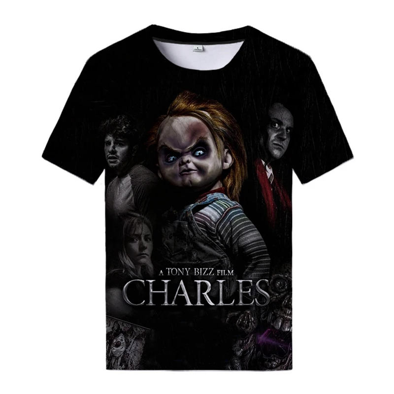 Horror Movie Chucky 3d Print T Shirt Horror Tops Senpai T-shirt Cool Men Women All Match T-shirt Casual Streetwear Tees