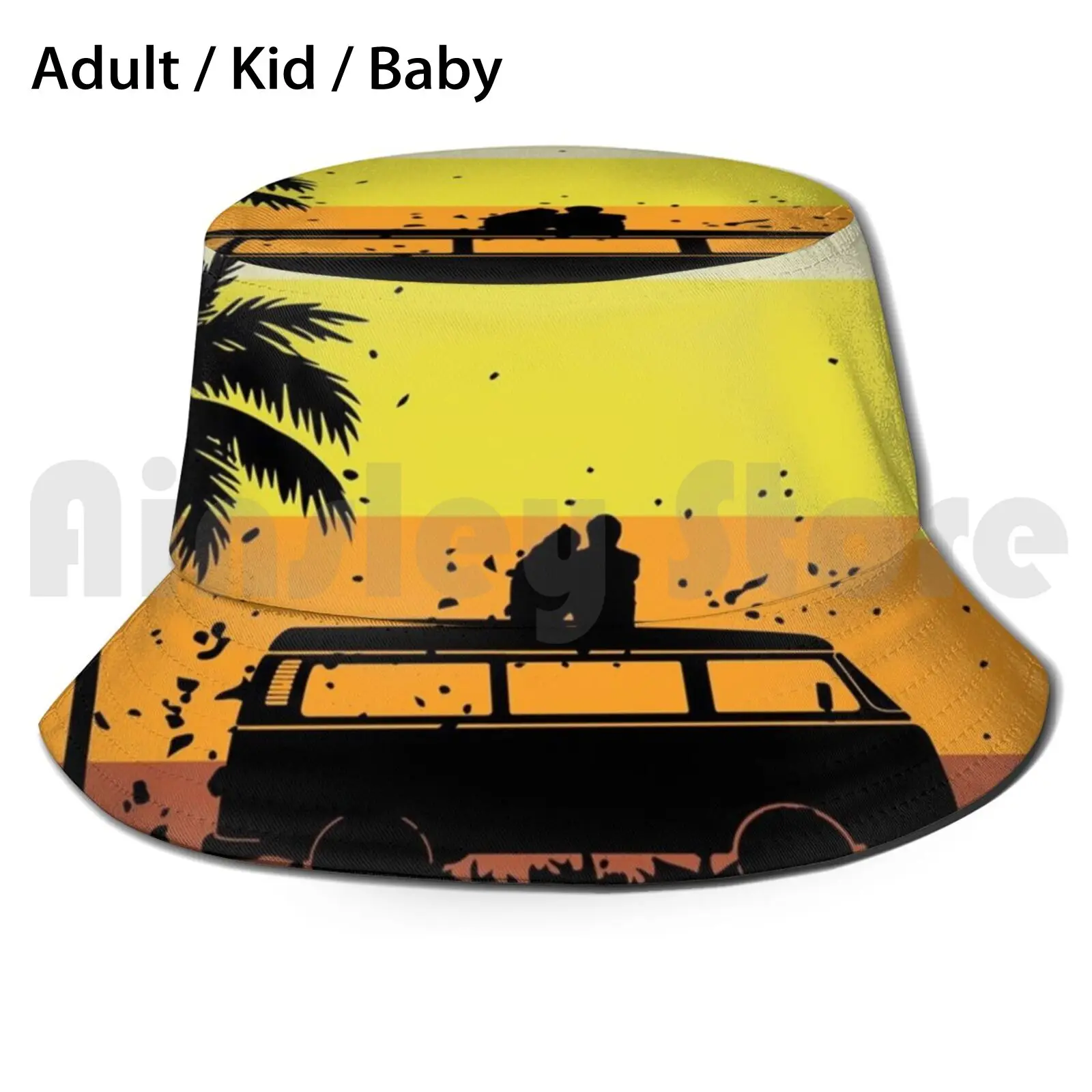 Retro Van Lovers At Sunset Sun Hat Foldable UV Protection Van Funny Park Camping Vanlife Traveler Travel Adventure