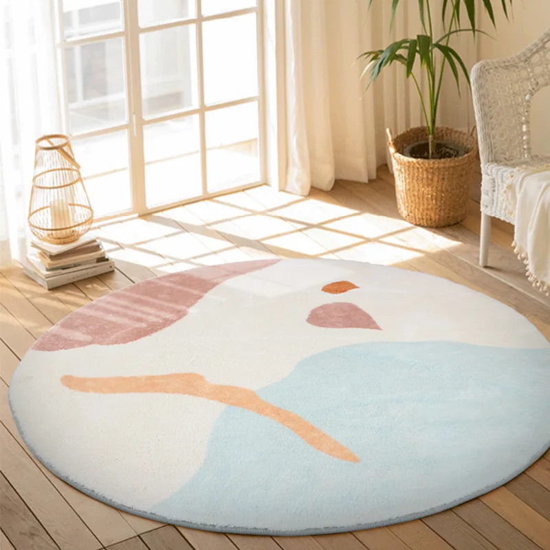 

Cartoon Round Carpet Living Room Home Coffee Table Round Rug Computer Chair Fluffy Rug Kids Shaggy Carpet Study Floor Mat