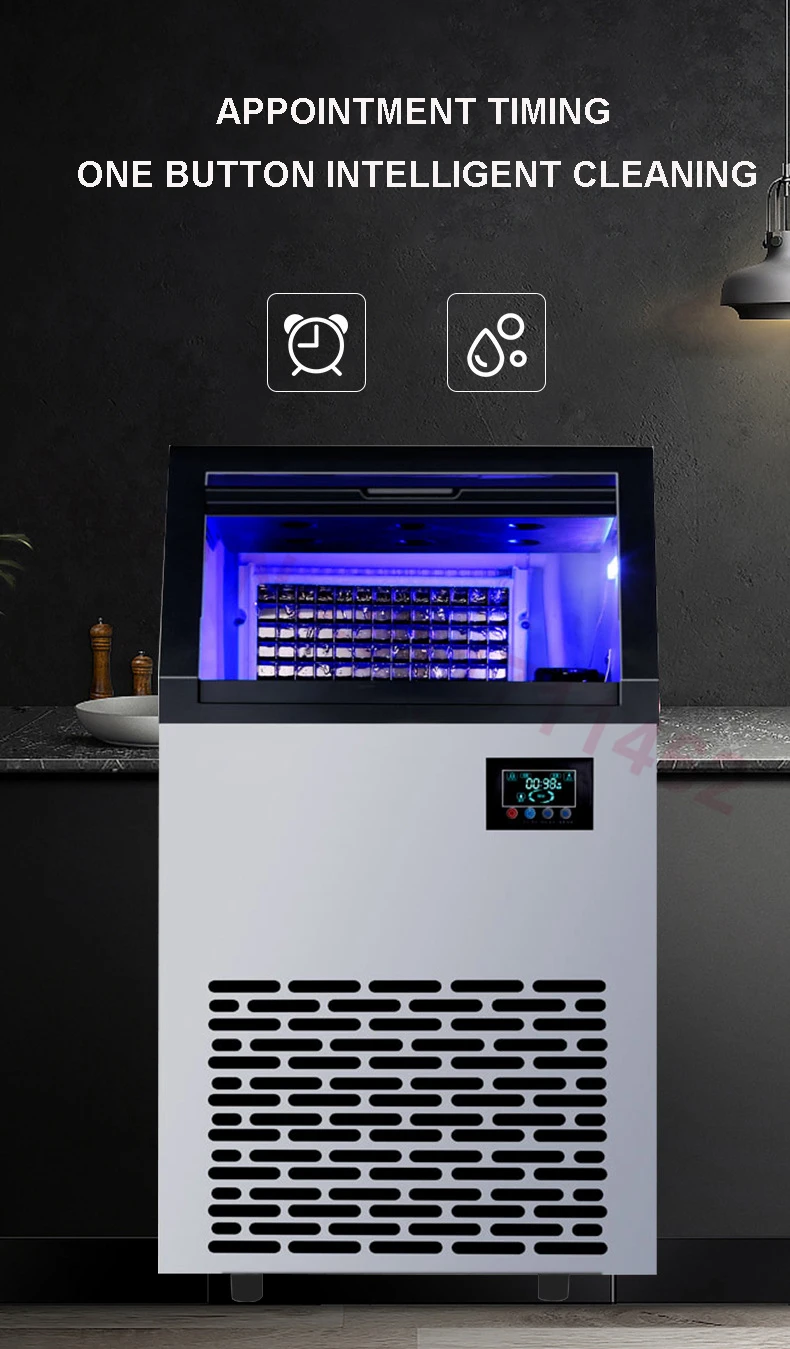 Commercial Ice Maker 60กก.120กก./24H อัตโนมัติ Cube น้ำแข็ง Machin สำหรับกาแฟบาร์ Teamilk Shop 220V