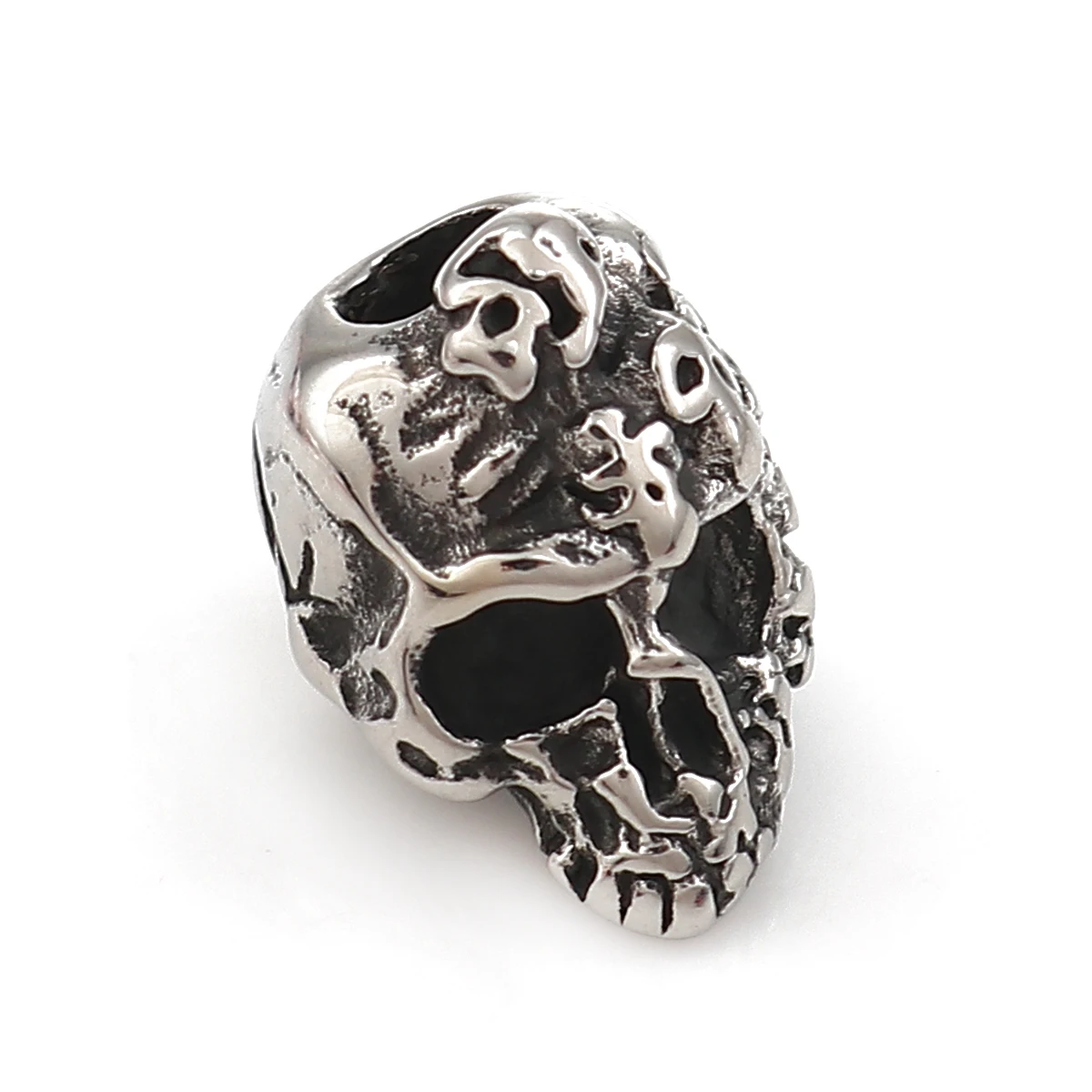 1 Piece 316 Stainless Steel Casting Beads Skull Antique Silver Color For Jewelry Making Diy Accessorie