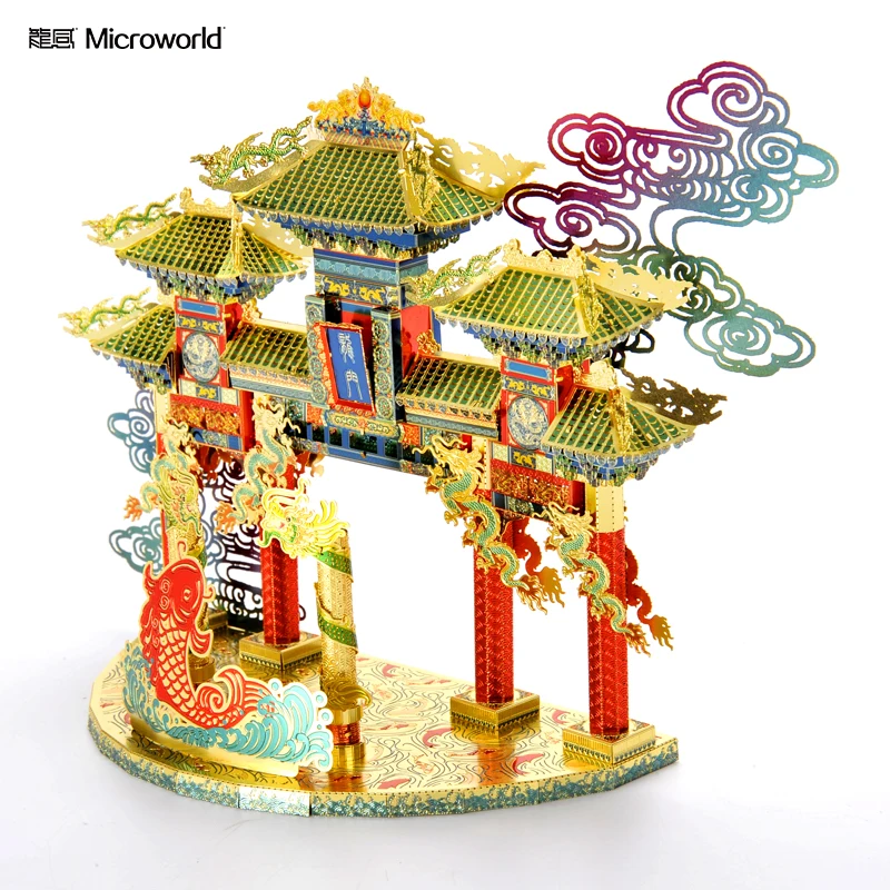 

Microworld 3D metal puzzle Gantry building Model kits DIY Laser Cut Jigsaw Model gift For Children Educational Toys Desktop