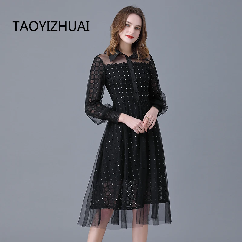 

Spring and Autumn New Lace base dress Europe and the United States fashion fat sister plus size black fairy dress fashion