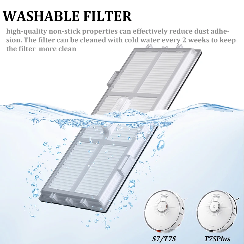 Filter Hepa untuk Xiaomi untuk Roborock MI Vakum-pel S7 T7S T7S Plus Aksesori Pembersih Sikat Kain Pel Tas Debu Suku Cadang
