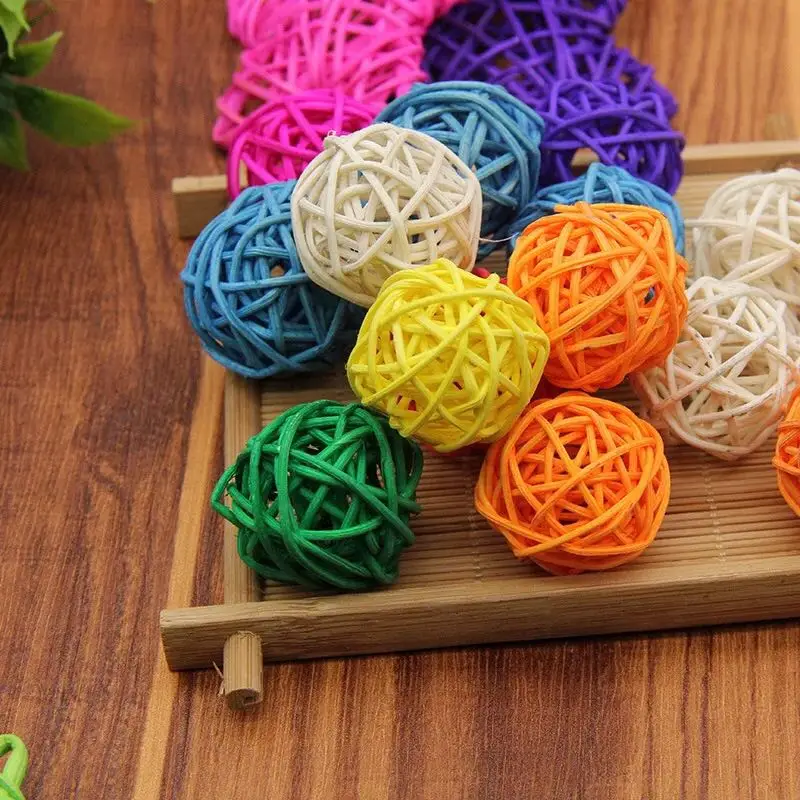 5Pcs 8cm Multicolor Sepak Takraw Christmas Rattan Ball Wicker Balls Home Wedding Party Decoration DIY Craft Ornaments Navidad