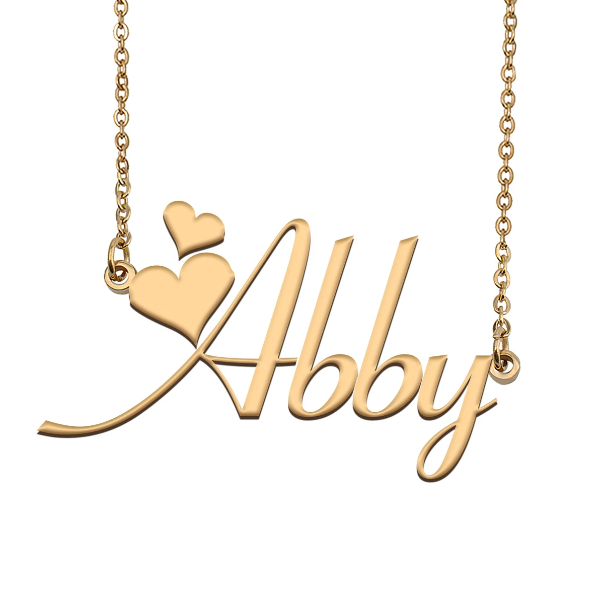 Abby Name Necklace Personalised Stainless Steel for Women Jewelry Nameplate Pendant Alphabet Letters Friends Gift