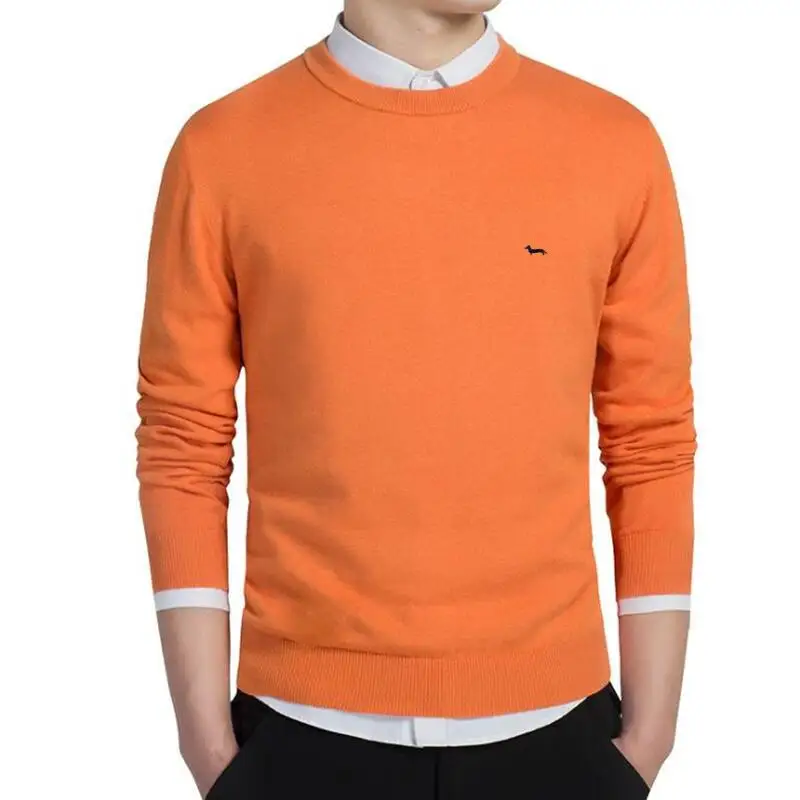 Jersey de manga larga con cuello redondo para hombre, Jersey de punto suave bordado, ropa de otoño e invierno