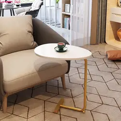 Einfache Moderne Tisch Eisen Kunst Sofa Ecke Tisch Faul Nacht Lesen Oval Kaffee Tisch Tee Massivholz Zähler Top Home möbel