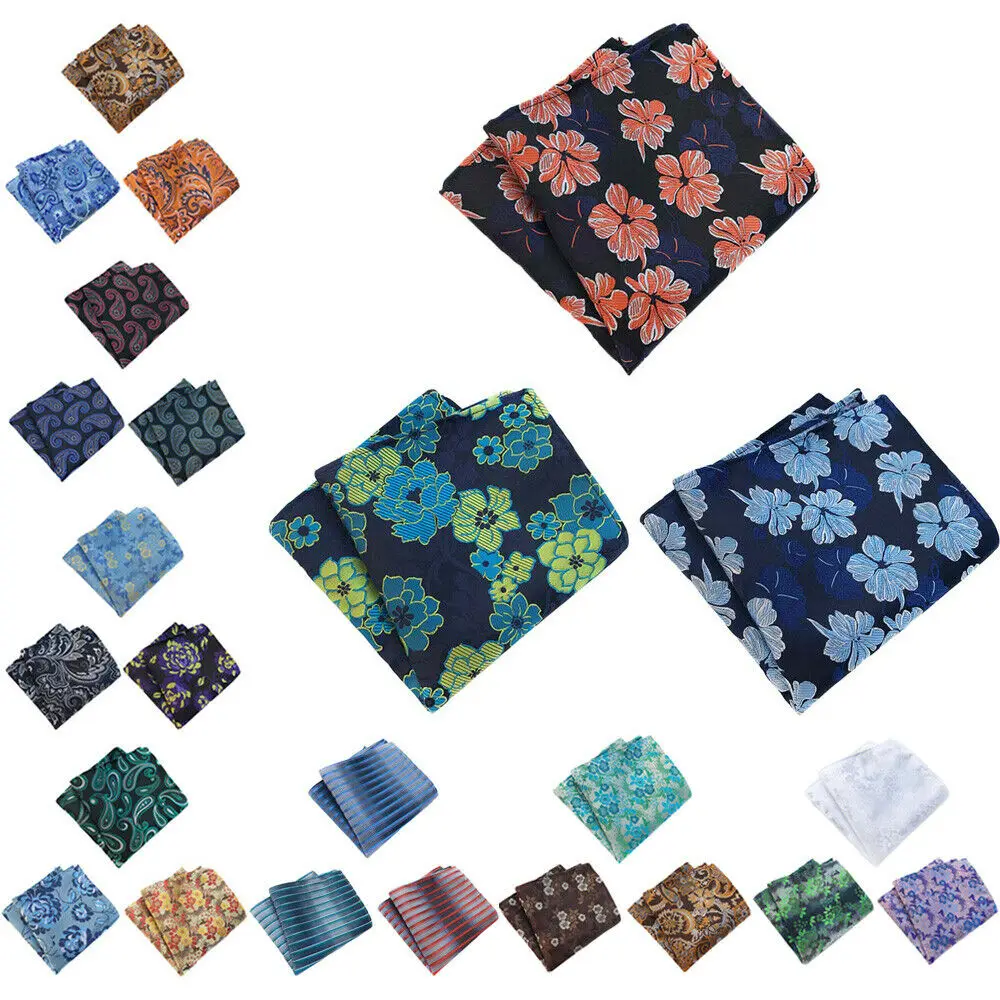 

3 Packs Men’s Paisley Floral Pocket Square Handkerchief Wedding Party Hanky BWTHZ0358