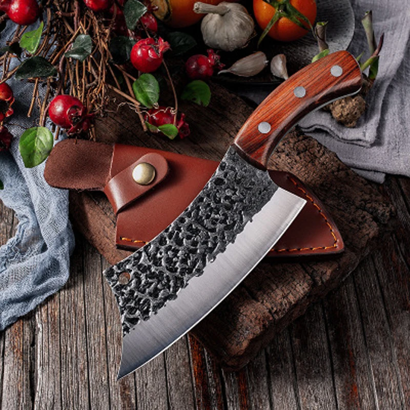 

Liang Da New 7'inch Butcher Chef Knives Handmade Forged Meat Cleaver Full Tang Handle High Carbon Clad Steel Kitchen Knives