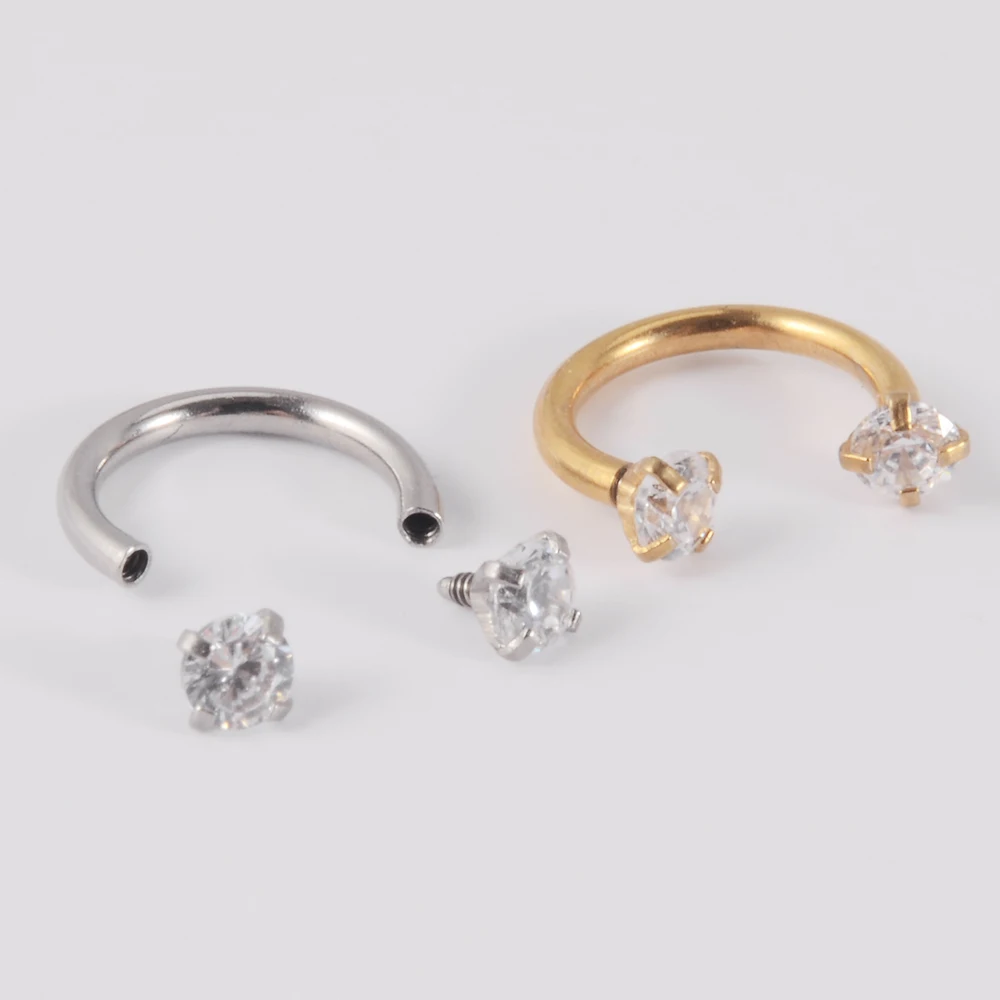 2PCS Surgical Steel Internal Piercing Septo Nose Lip Eyebrow Ear Septum Cartilage Helix Captive Hoop Ring Earring Belly Piercing