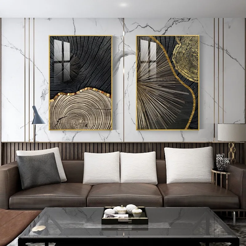 Abstract Golden Tree Wall Art Modern Pictures Canvas Painting Wall Poster for Living Room Office Home Decorative Prints Cuadros