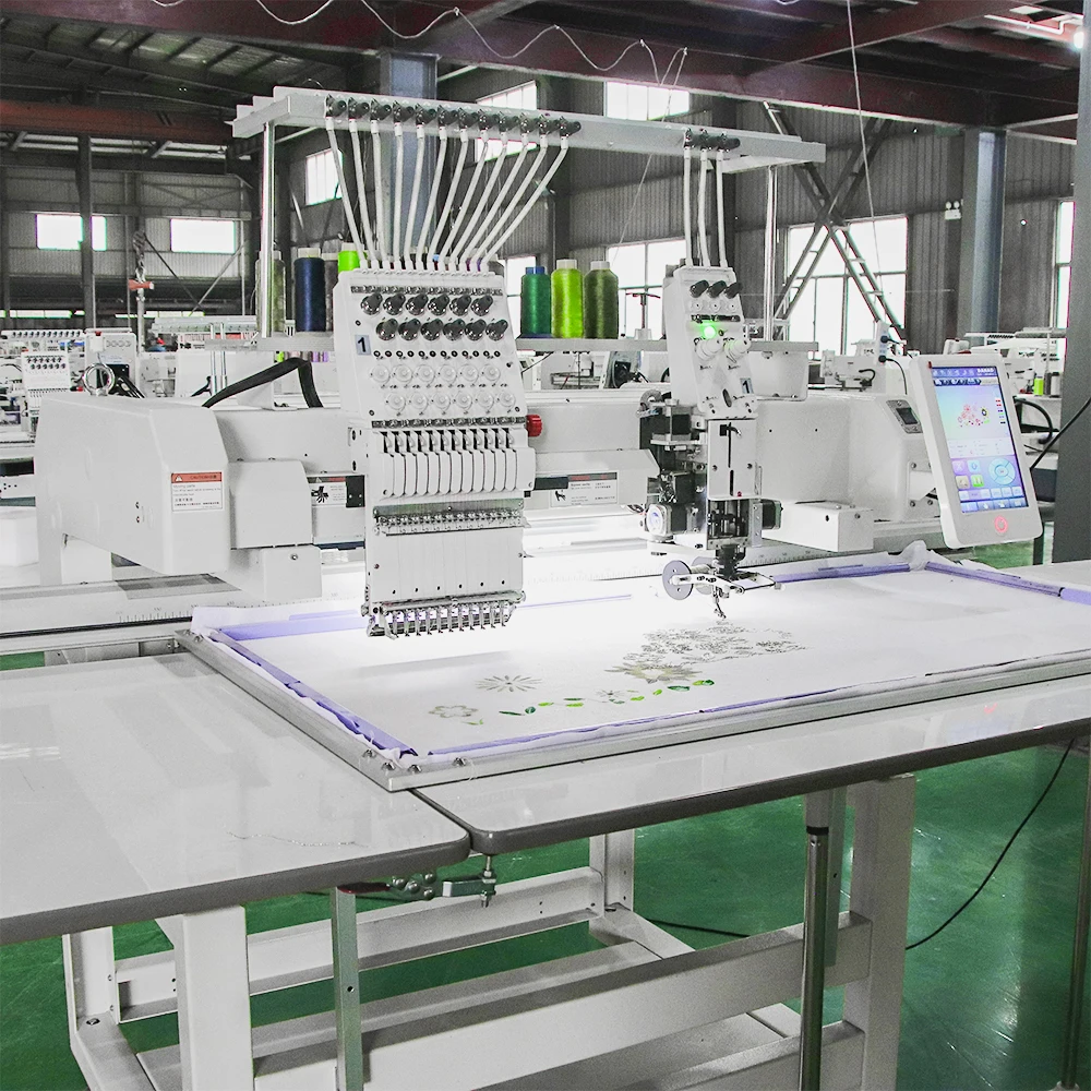 12/15 needle cap t-shirt flat computerzied embroidery machine single head high speed 500*1800mm with ce/sgs