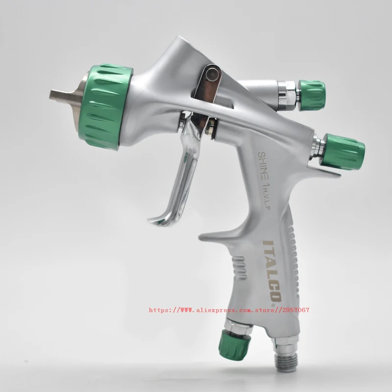 Imagem -03 - Pistola de Pulverização para Repintura de Superfícies Automotivas Pulverizador de Alimentação por Gravidade Itália Shine Paint Spray Gun Cor Verde 13 mm Hvlp de Alta Qualidade