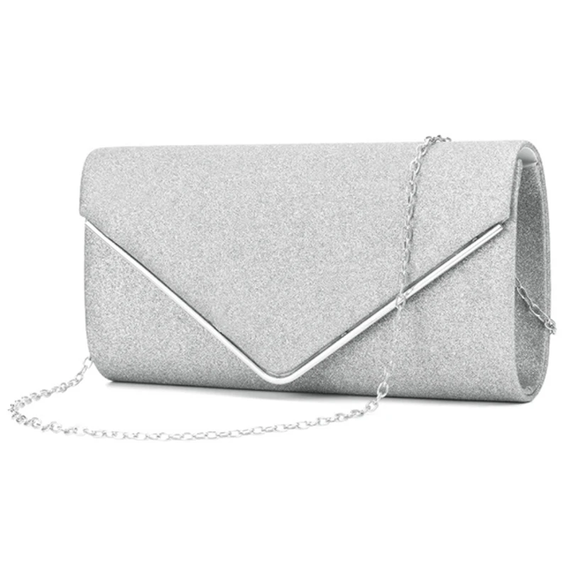 Nuova pochette da sera con diamanti per donna borsa a tracolla a catena con pochette dorata da sposa borsa piccola da festa con manico in metallo