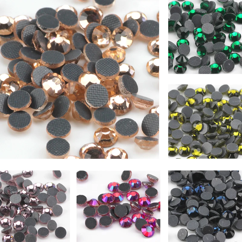 SS16 Strass crystal DMCHot fix rhinestone iron block stone flat bottom rhinestone thermosetting agent for clothes bag decoration