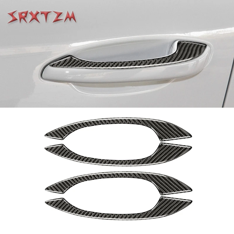 Car Styling Exterior Door Handle Carbon Fiber Strips Decoration Sticker Trim For Porsche Macan 2014 - 2021 Modified Accessories