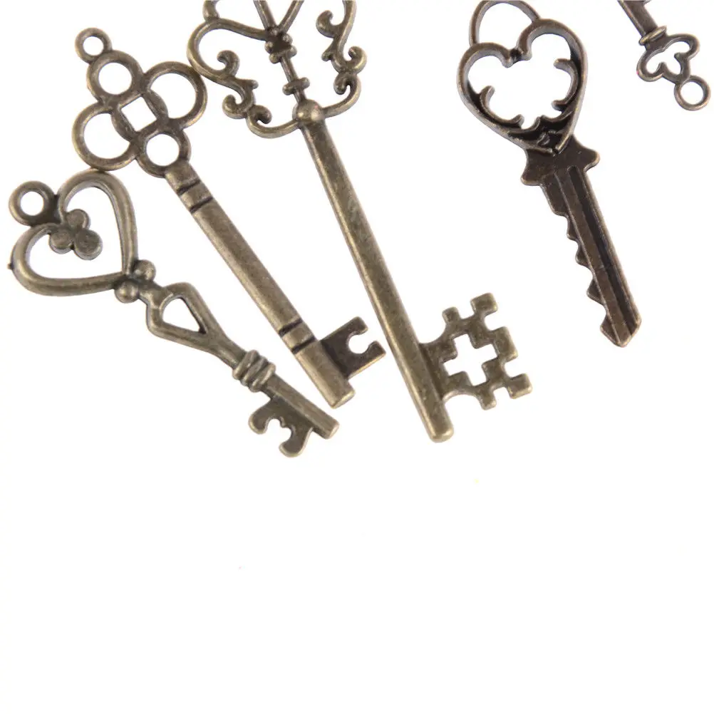 Vintage Charms Mixed Keys Pendant Antique Bronze Key Charms Fit Bracelets Necklace DIY Metal Jewelry Making