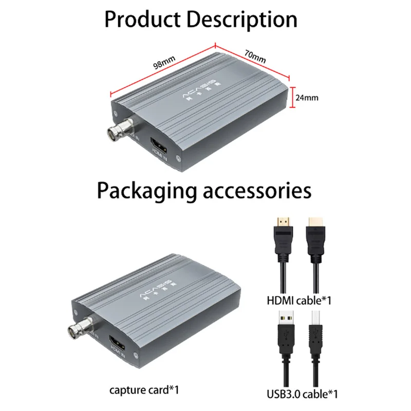 Imagem -06 - Acasis Canais Sdi Hdmi-compatível hd Usb3.0 Placa de Captura de Vídeo 1920*1080 @ 60fps para Ps4 Jogo ao Vivo ns Câmera 4k de Gravação