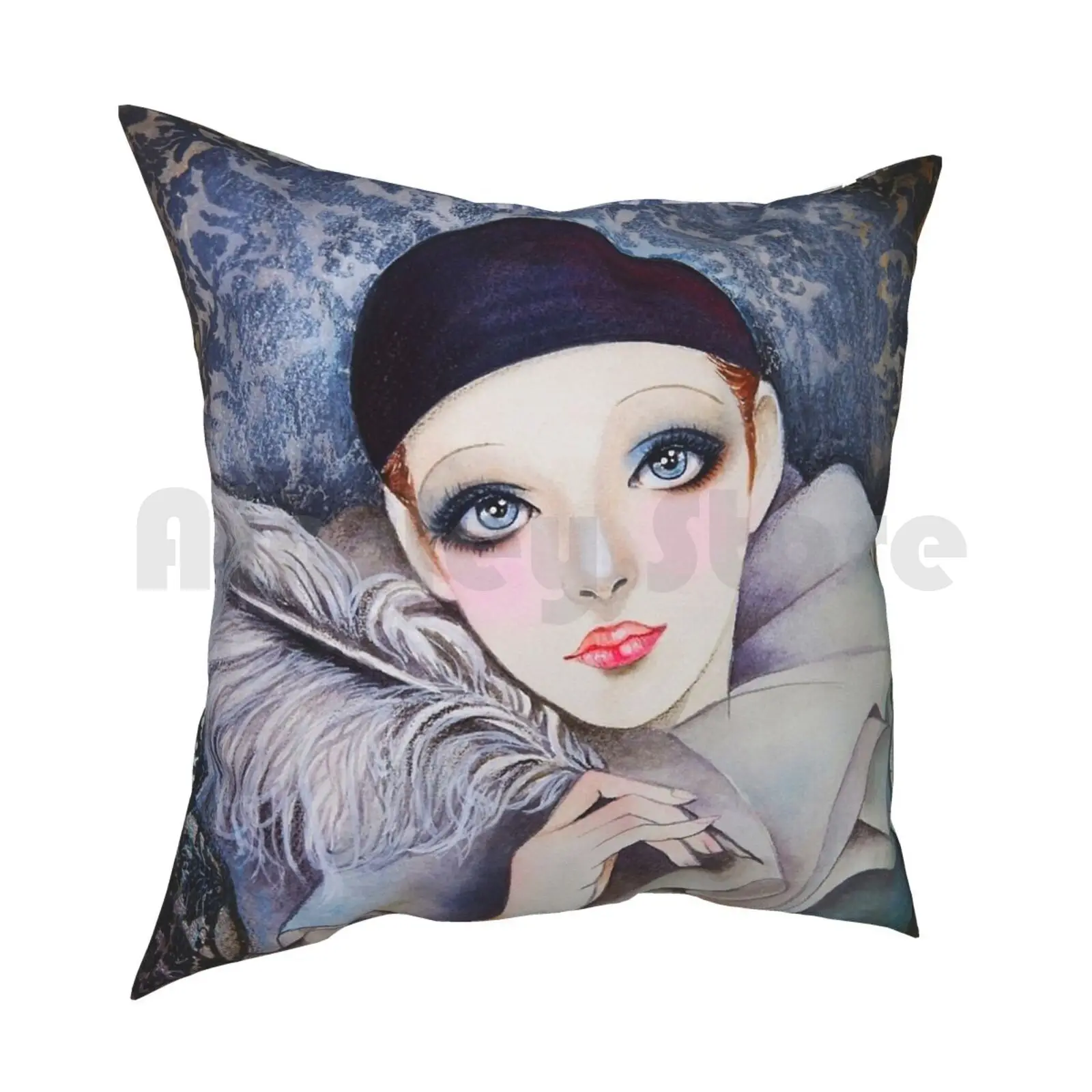 Clown Lady Pillow Case Printed Home Soft Throw Pillow Womens Beauty Watercolor Vintage Love Cute Love Girls Cool Fun