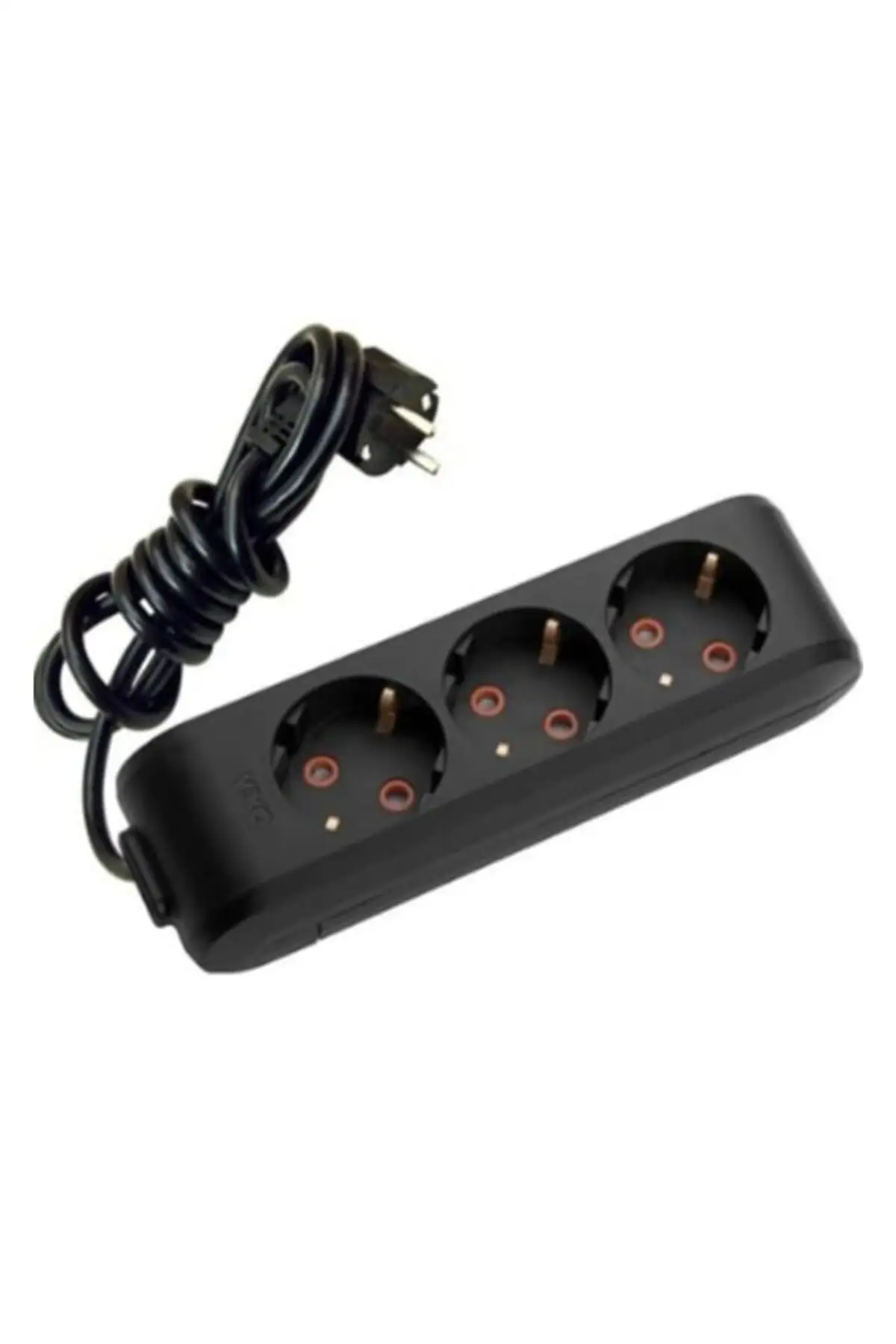 Triple Group Sockets Wired Child Protection 1 Meter Black