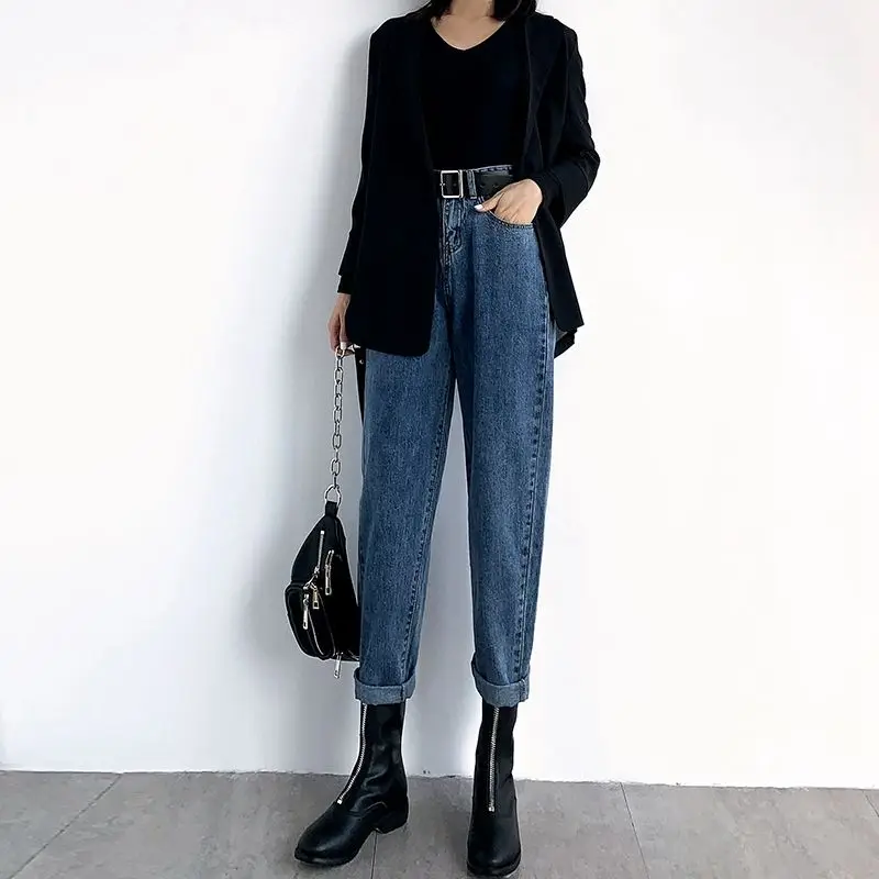 Quần Jeans Nữ Thẳng Quần 2020 Mới Thu/Mùa Đông Quần Cao Cấp Rời Chương Trình Mỏng Harlan Quần Triều