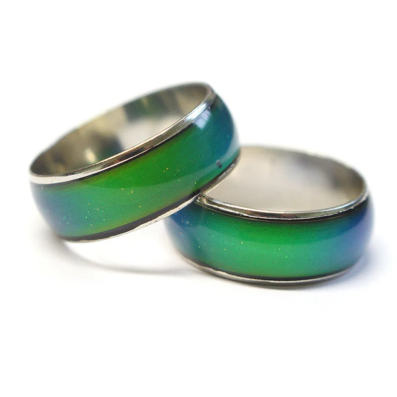 100pcs/Lot Fashion Mood Ring With Box Changing Colors Stainless Steel Mix Size 16 17 18 19 20mm Temperature Reveal Inner Emo