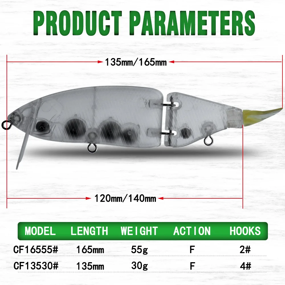 Appât articulé 165mm 55g 135mm 33g Shad planeur non peint Swimbait leurres de pêche corps dur flottant brochet appât de pêche attirail