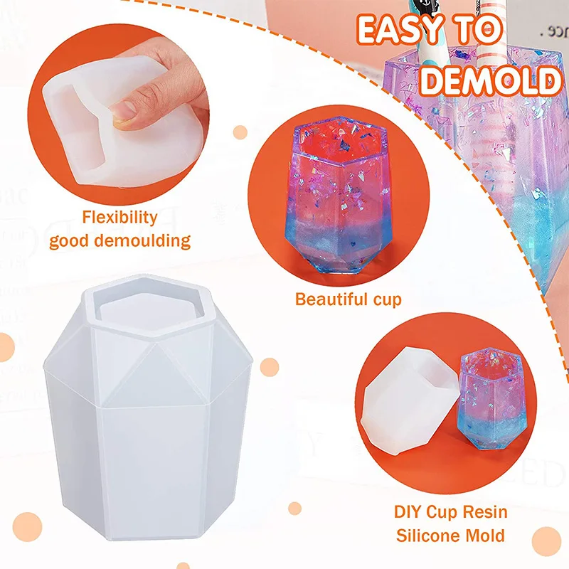 DIY Crystal Epoxy Resin Mold Irregular Hexagonal Hexagonal Pen Holder Silicone Mold