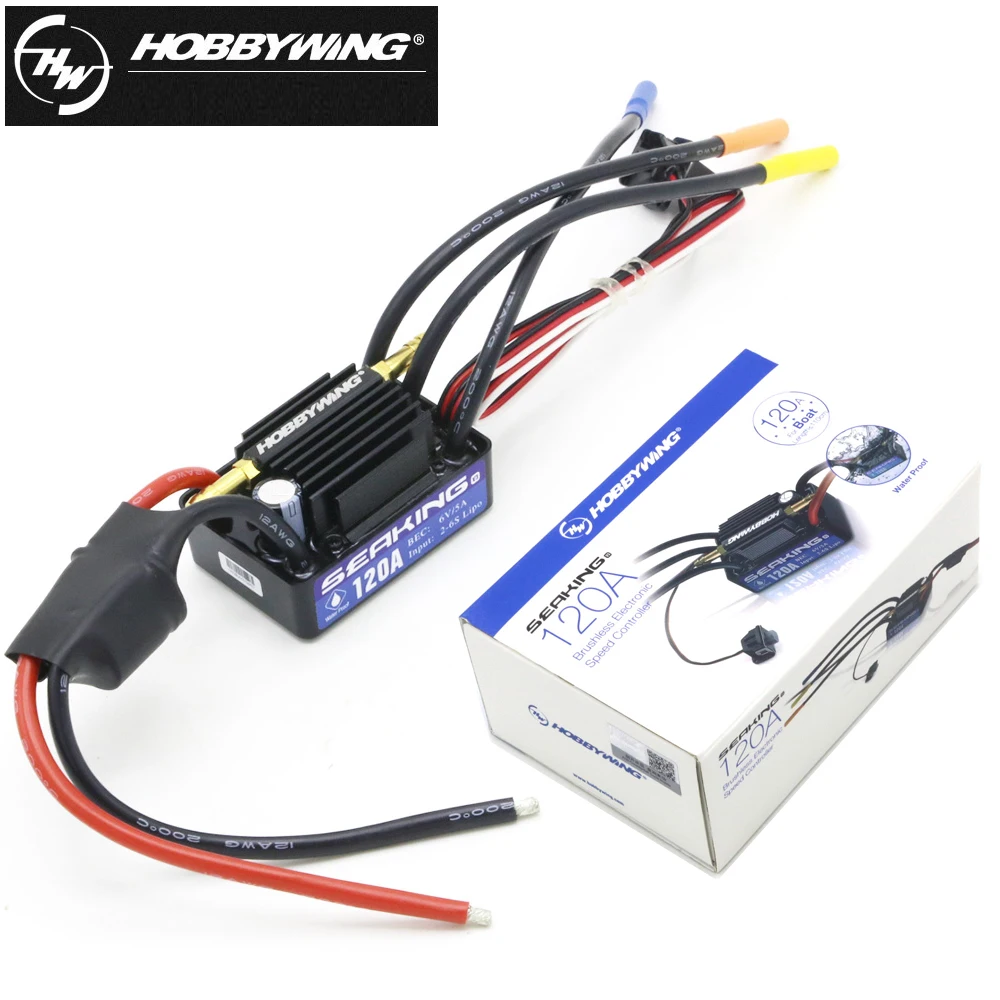 Hobbywing SeaKing 60A/120A/180A V3 Waterproof Brushless ESC RC motor ESC 6V 2-6S BEC Untuk RC Boat Electronic Speed Controller