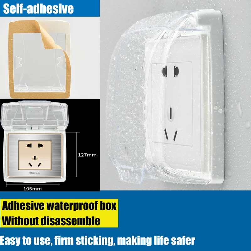 

Universal 86 Type Wall Socket Waterproof Box Transparent Plate Switch Protection Cover Outdoor Socket Box Cover Protector Home