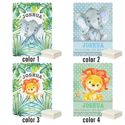 Meninos de animais da selva LVYZIHO |   Cobertor para bebês com estatísticas de nascimento de menina - 30x40 / 48x60 / 60x80 polegadas - Cobertor de lã