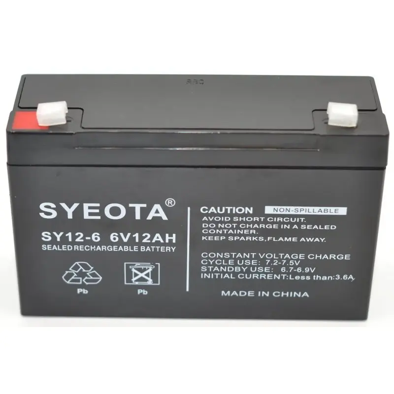 Bateria de chumbo selada recarregável, REF SY12-6, NP12-6, FG11202, MP12-6, LCR0612P, 6V, 12Ah