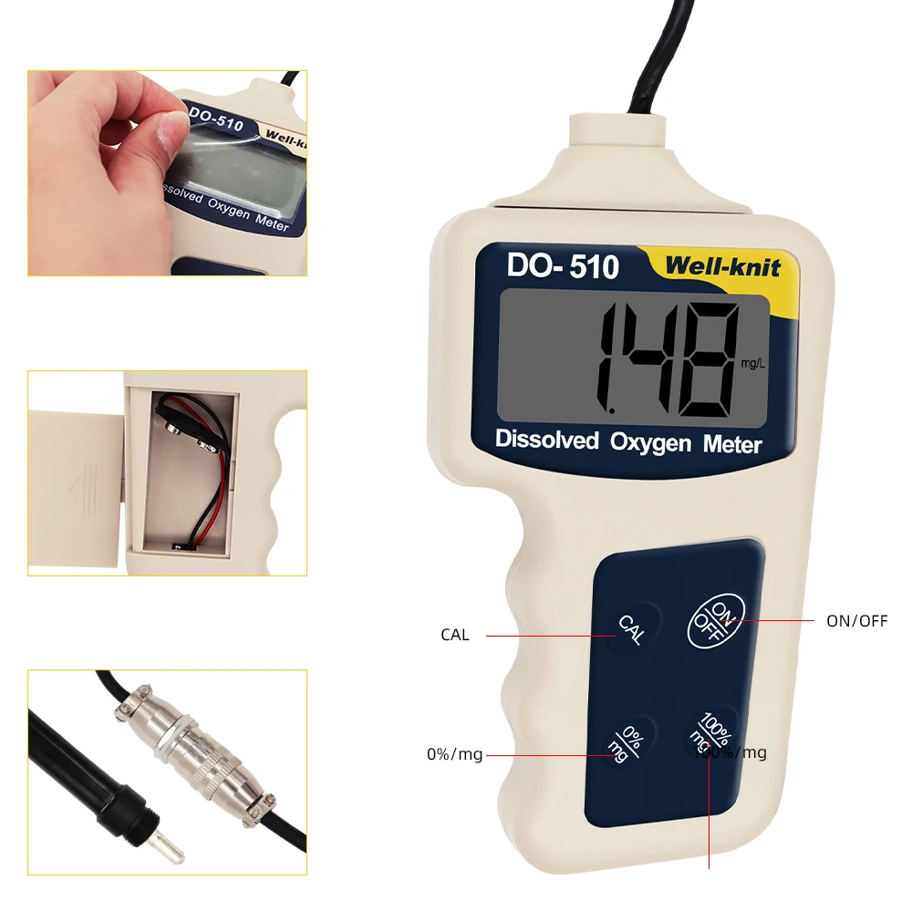 Imagem -03 - Dissolvido Oxigênio Medidor 0.00 mg 19.99mg l Concentração Dector Atc Fazer Oxigênio Medidor 0.0 Analyzer 255 Analisador Do510