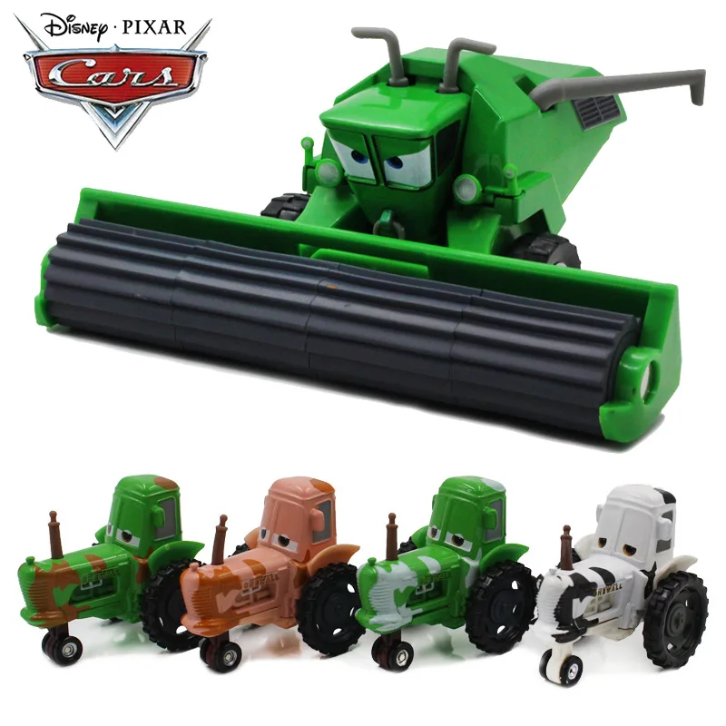 Disney Pixar Cars 2 Green White Holstein Heifer Chewall Tractor Frank Combine Harvester Metal Diecast Model Car Toys Kids Gift