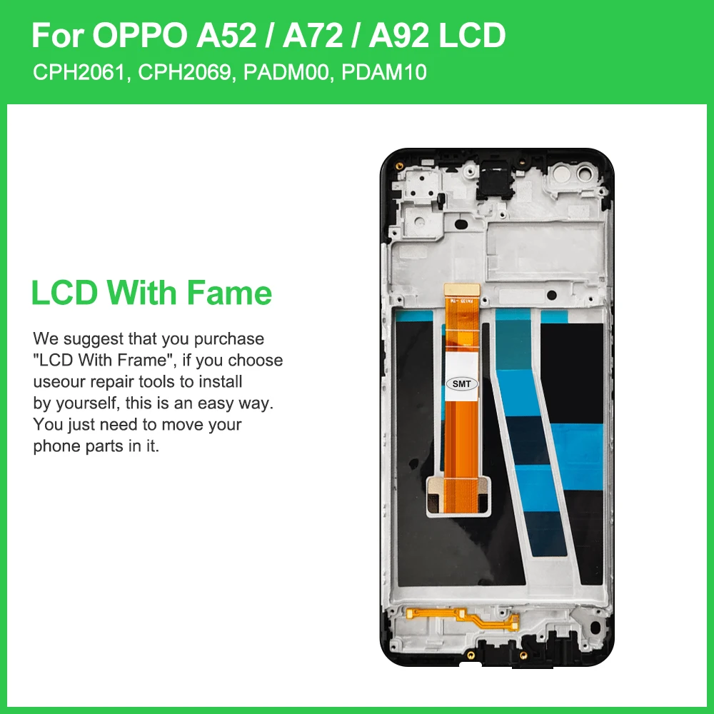 Display for Oppo A72 A92 LCD Display Replacement+Touch Screen Digitizer,For Oppo A52 CPH2059 CPH2067 CPH2069 Display,with Frame