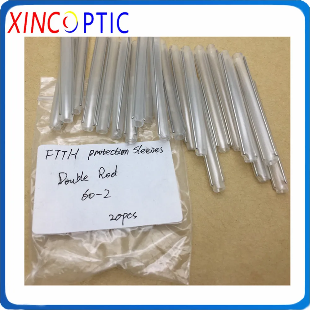 1.0*60mm Dual Rods/Needles Flame FTTH Drop Cable Heat Shrink Fiber Optic Splice Protection Sleeves 60mm Fusion Protective Sleeve