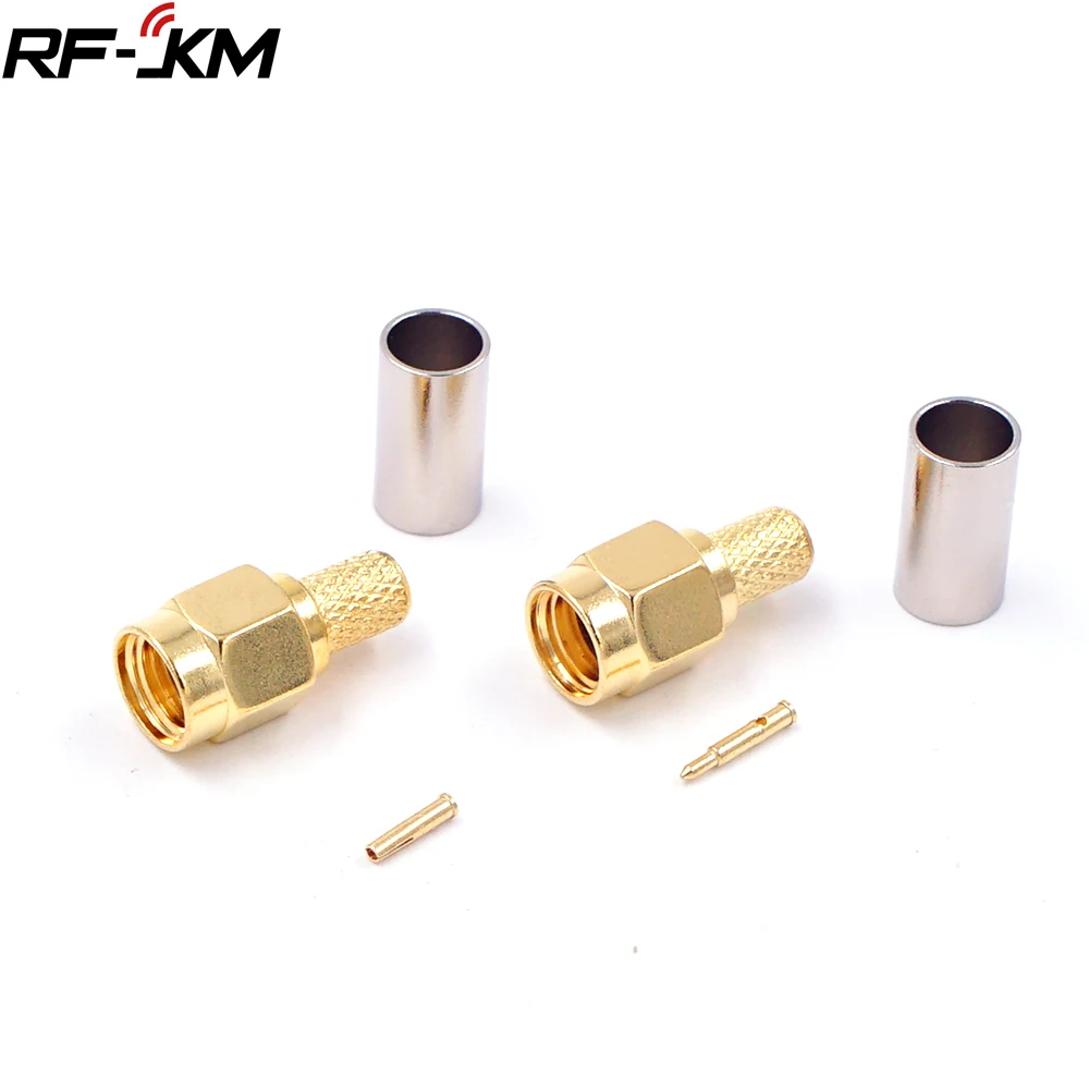 5PCS SMA Male Connector Crimp For RG58 LMR195 RG400 RG142 50-3 Cable  RF Coaxial Connector RP SMA Male