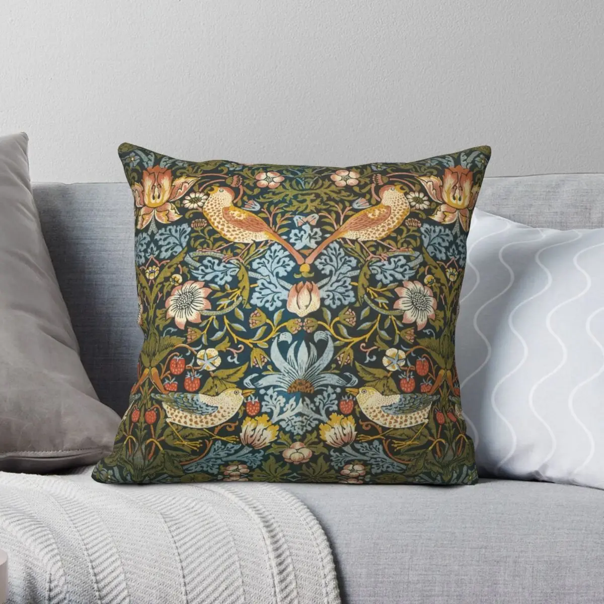 

William Morris Birds And Flowers Pillowcase Polyester Linen Velvet Zip Decor Throw Pillow Case Sofa Cushion Cover 18"