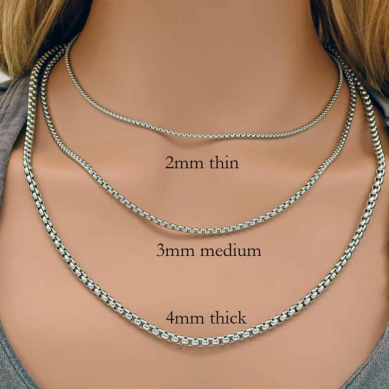10M Edelstahl-Kastenkette, Gold PVD Schwarz, Anlaufgeschützt, 2mm 3mm 4mm, Großpackung Runde Kastenketten für Halsketten, Armbänder und Schmuckherstellung – Detail 3