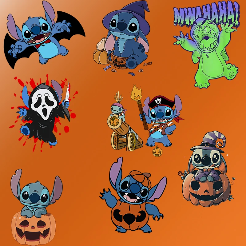 Halloween Lilo & Stitch  Heat Transfers for Children\'s Clothing DIY Print Decoration Patches Applique for Kids Sewing Stickers