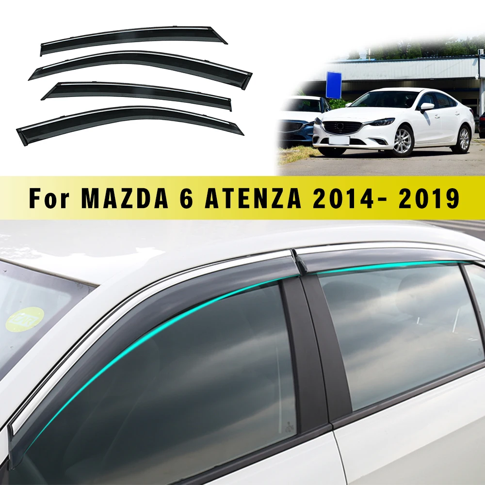 4PC Car Window Sun Visor For Mazda 6/For Mazda 3/CX-3/CX-4/CX-5/CX-8 2006-2017 2018 2019 Smoke Window Deflectors Car Accessories