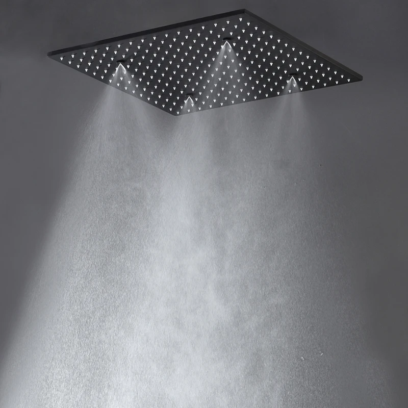 Black Shower Head Rainfall Showerhead 6PCS Mist Showers LED Bathroom Faucets 20